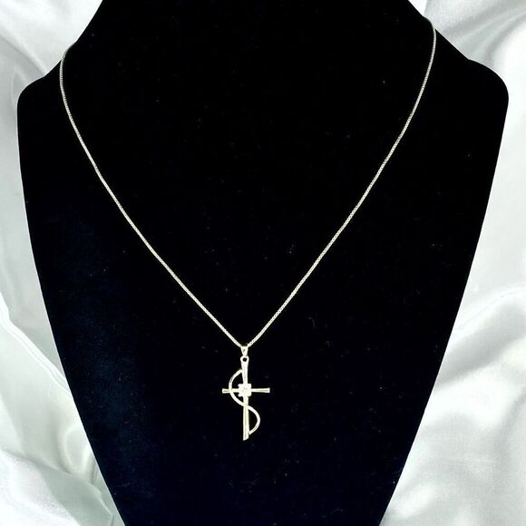 ADI# Sterling Silver Cross with Cz Accent & 18” Sterling Chain - Picture 2 of 11